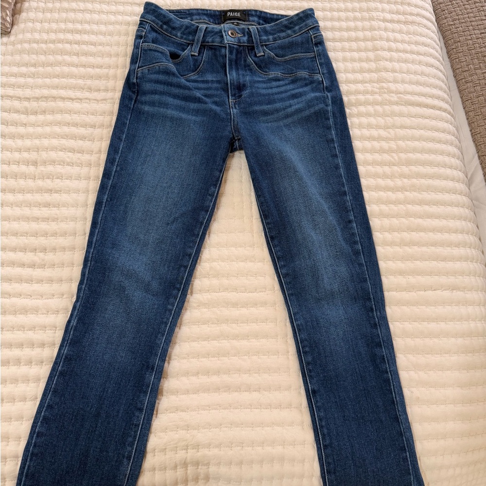 PAIGE Dark Blue Straight Leg Jeans